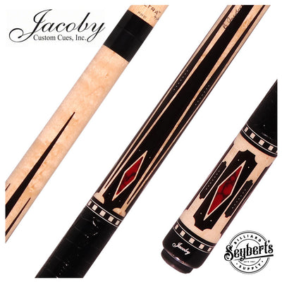 Jacoby HBV2 Series Birdseye Maple with Ebony Points and Bloody Jasper Inlays Pool Cue