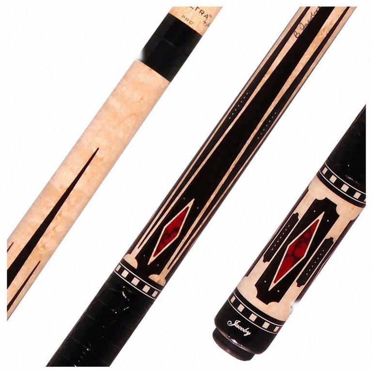 Jacoby HBV2 Series Birdseye Maple with Ebony Points and Bloody Jasper Inlays Pool Cue