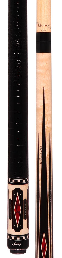 Jacoby HBV2 Series Birdseye Maple with Ebony Points and Bloody Jasper Inlays Pool Cue