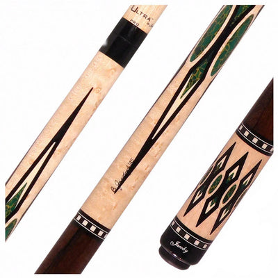 Jacoby HBV2 Series Birdseye Maple with Arizona Jade Inlays and Ziricote Wrap Pool Cue