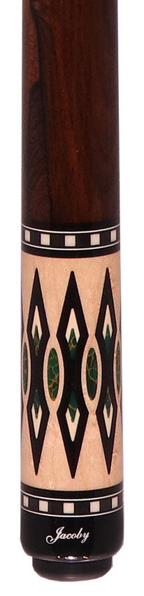 Jacoby HBV2 Series Birdseye Maple with Arizona Jade Inlays and Ziricote Wrap Pool Cue