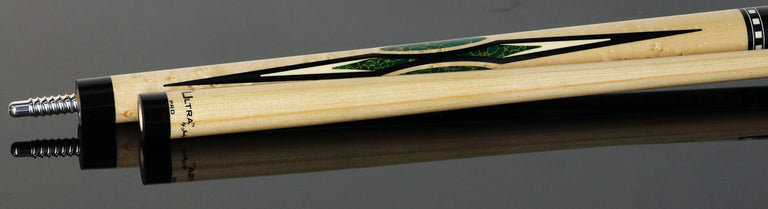 Jacoby HBV2 Series Birdseye Maple with Arizona Jade Inlays and Ziricote Wrap Pool Cue