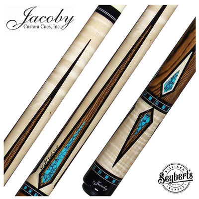 Jacoby Curly Maple Turquoise Point Cue - HB7