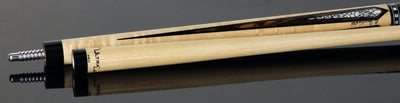 Jacoby HBV2 Series Curly Maple with Bocote Points and White Buffalo Turquoise Inlays Pool Cue