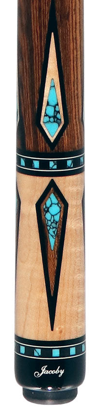 Jacoby Curly Maple Turquoise Point Cue - HB7