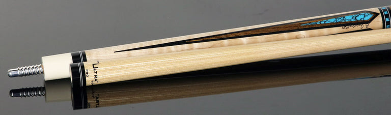 Jacoby Curly Maple Turquoise Point Cue - HB7