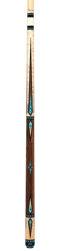 Jacoby Curly Maple Turquoise Point Cue - HB7