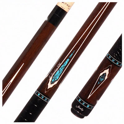 Jacoby HBV2 Series Ziricote with Turquoise and White Juma Points Pool Cue
