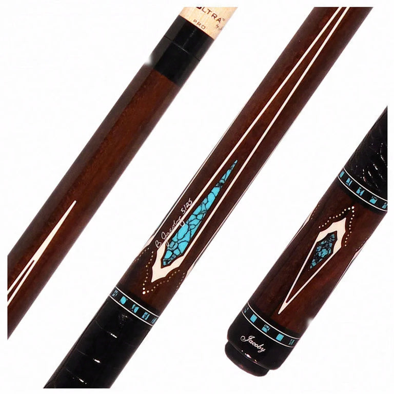 Jacoby HBV2 Series Ziricote with Turquoise and White Juma Points Pool Cue