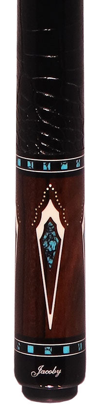 Jacoby HBV2 Series Ziricote with Turquoise and White Juma Points Pool Cue