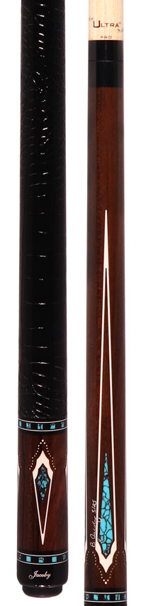 Jacoby HBV2 Series Ziricote with Turquoise and White Juma Points Pool Cue