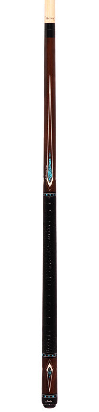 Jacoby HBV2 Series Ziricote with Turquoise and White Juma Points Pool Cue