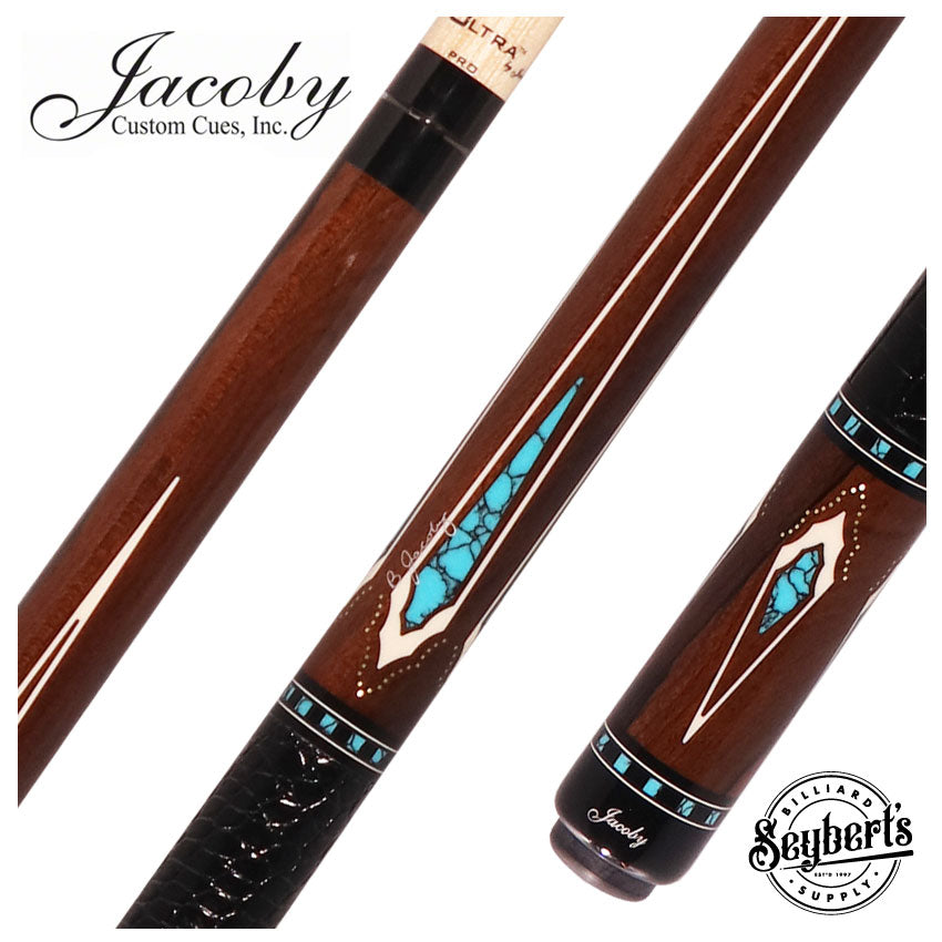 Jacoby Custom Pool Cue | HB8 Zircote Buffalo Turquoise Inlays