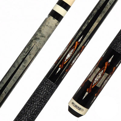 Players Energy Series Grey Stain with Black Points Graphic Pool Cue - HC18