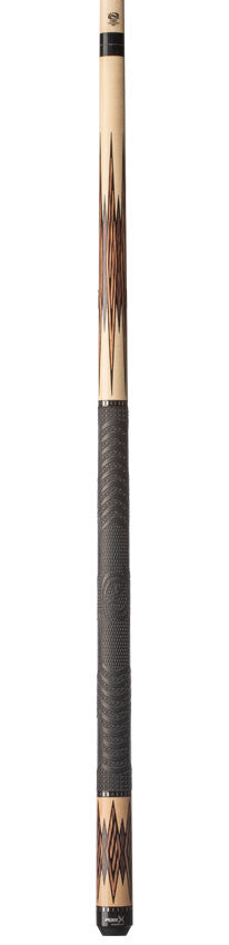 Pure X Natural-Stained Maple with Zebrawood and Black Palm Graphic Pool Cue with MZ Sport Grip Wrap