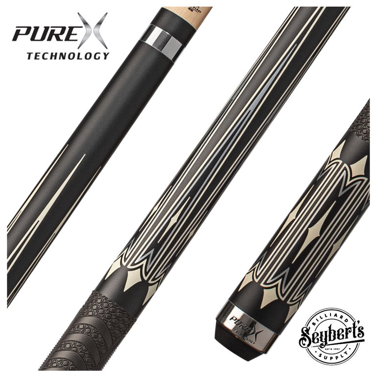Pure X Matte Black with Imitation Bone Graphic Pool Cue with MZ Sport Grip Wrap