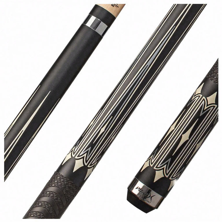 Pure X Matte Black with Imitation Bone Graphic Pool Cue with MZ Sport Grip Wrap