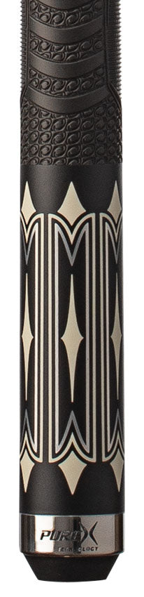 Pure X Matte Black with Imitation Bone Graphic Pool Cue with MZ Sport Grip Wrap