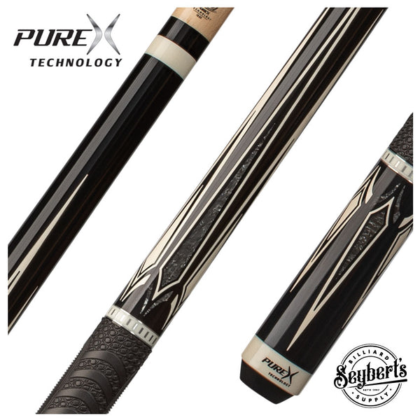 Pure X Black with Silver Crush Graphic Pool Cue with MZ Sport Grip