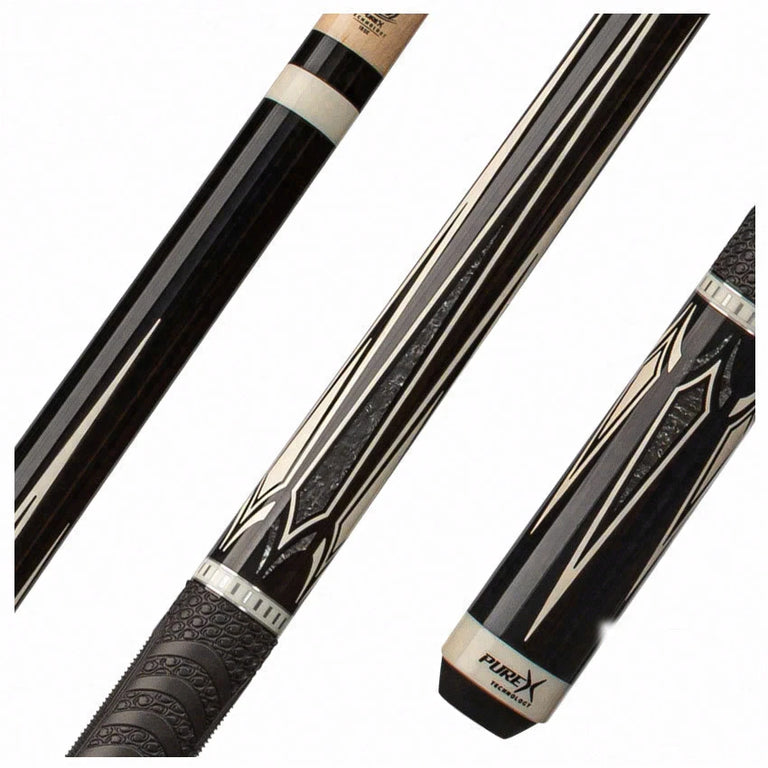 Pure X Black with Silver Crush Graphic Pool Cue with MZ Sport Grip Wrap