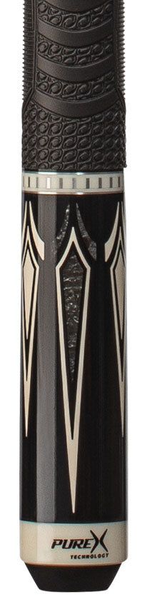 Pure X Black with Silver Crush Graphic Pool Cue with MZ Sport Grip Wrap