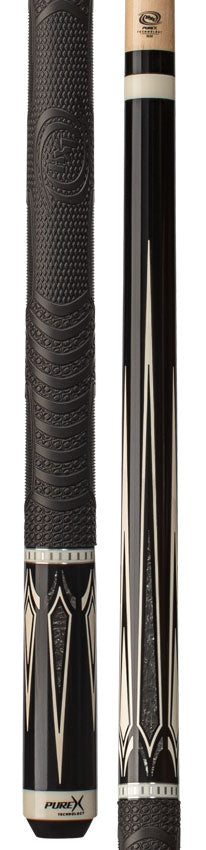 Pure X Black with Silver Crush Graphic Pool Cue with MZ Sport Grip Wrap