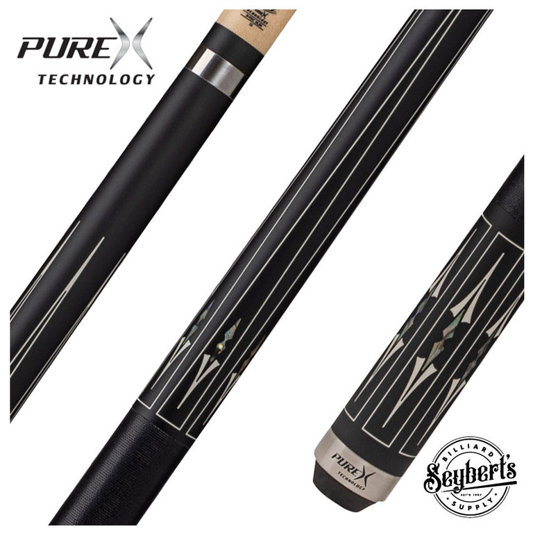 Pure X Matte Black with Mother-of-Pearl Graphic Pool Cue with MZ Sport Grip Wrap