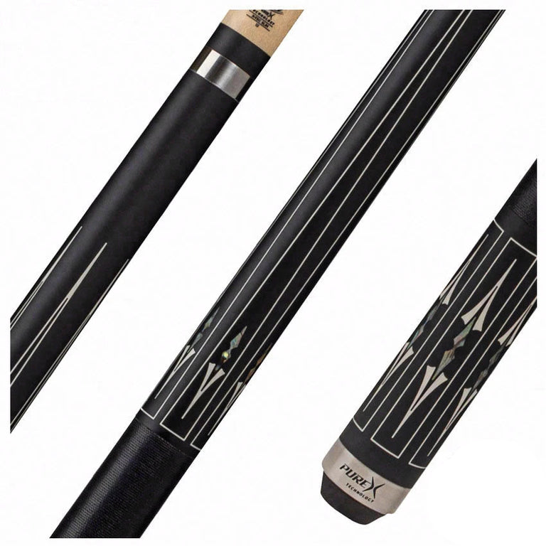 Pure X Matte Black with Mother-of-Pearl Graphic Pool Cue with MZ Sport Grip Wrap