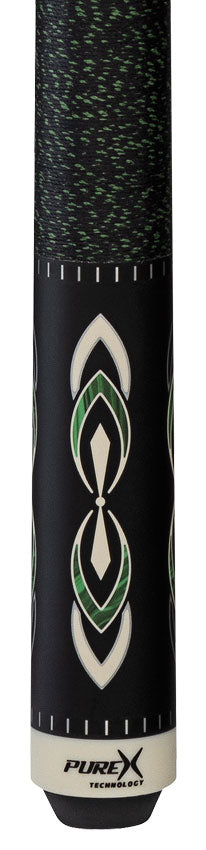 Pure X Matte Black with Malachite and White Graphic Pool Cue with Irish Linen Wrap