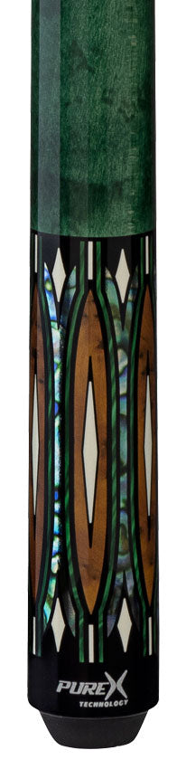 Pure X Gray Stained Maple with Malachite and Thuya Burl Graphic No Wrap Pool Cue