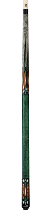 Pure X Gray Stained Maple with Malachite and Thuya Burl Graphic No Wrap Pool Cue