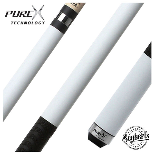 Pure X Matte White Pool Cue with MZ Sport Grip Wrap - Seybert's