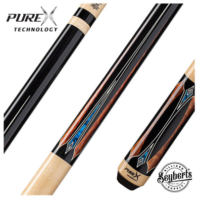 Pure X Midnight Black Apitong & Blue/White Recon Graphic Wrapless Pool Cue