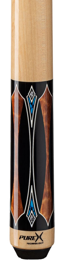 Pure X Midnight Black Apitong & Blue/White Recon Graphic Wrapless Pool Cue