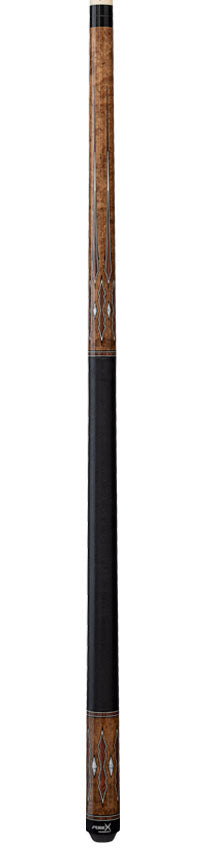 Pure X Coffee Stained Maple with Cocobolo and White Points Graphic Pool Cue with Linen Wrap