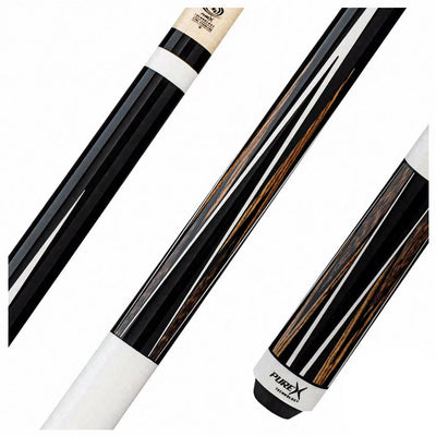 Pure X Midnight Black with Bocote and Black Palm Point Graphic Wrapless Pool Cue
