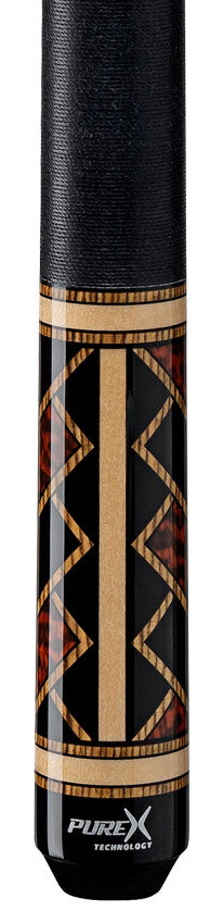 Pure X Midnight Black and Natural Maple with Bocote and Thuya Burl Graphic Pool Cue with Linen Wrap