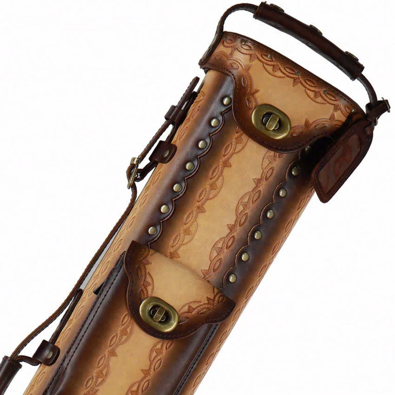 Instroke Saddle D01 Dark Brown Air Brushed 3x7 Pool Cue Case - 37D01DB