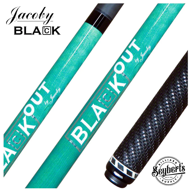 Jacoby BlaCkOut Turquoise with Sport Wrap Carbon Fiber Break/Jump Cue - JACBKOUTSGTQ