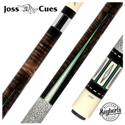 Joss Walnut-Stained Maple with Blue and White Points Pool Cue - JCHMO17