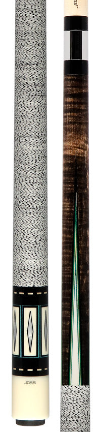 Joss Walnut-Stained Maple with Blue and White Points Pool Cue - JCHMO17