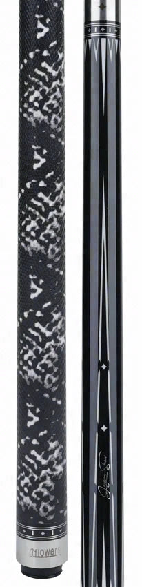 JFlowers Jayson Shaw MVP Black Pool Cue with Black Snakeskin Wrap and Carbon Shaft