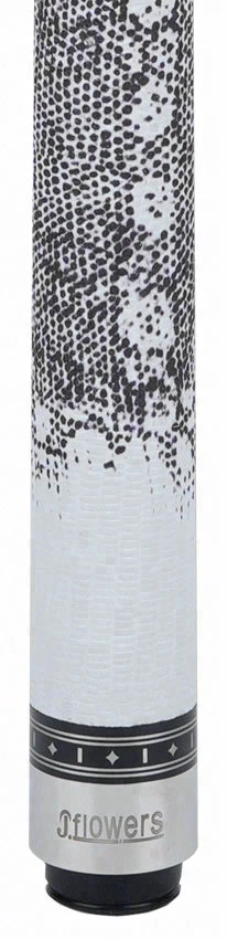 JFlowers Jayson Shaw MVP Black Pool Cue with White Lizard Wrap and Carbon Shaft