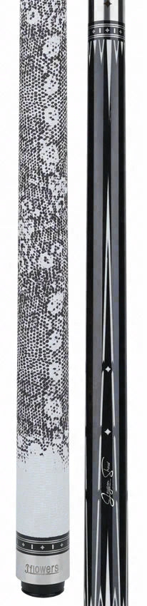 JFlowers Jayson Shaw MVP Black Pool Cue with White Lizard Wrap and Carbon Shaft