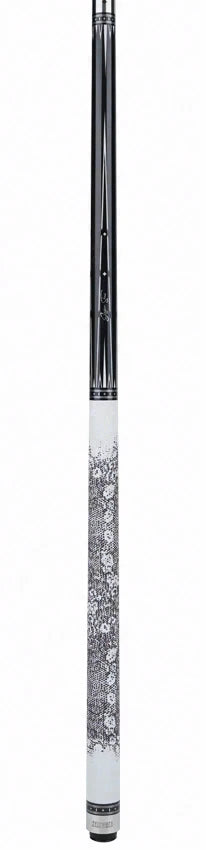 JFlowers Jayson Shaw MVP Black Pool Cue with White Lizard Wrap and Carbon Shaft