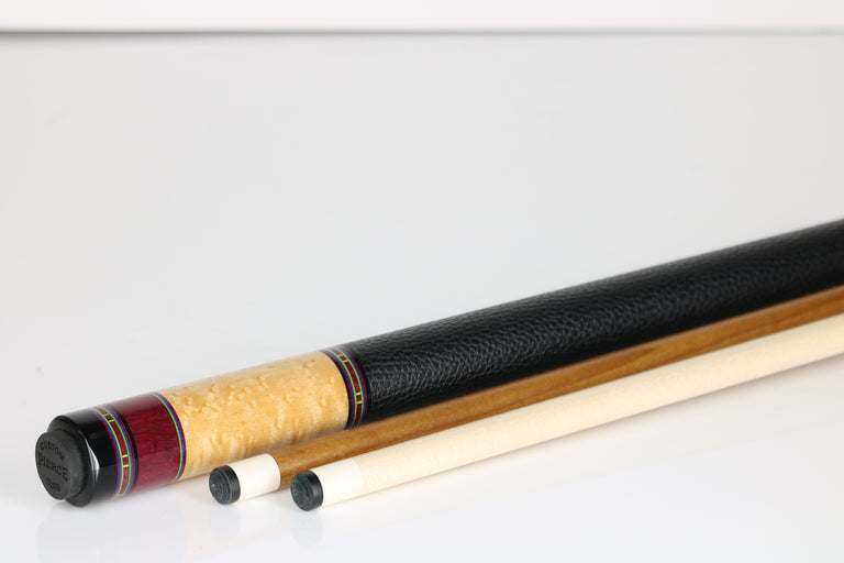 Jim Pierce Custom Cues - Birdseye Maple with 6 Purpleheart Points - 2 Shafts