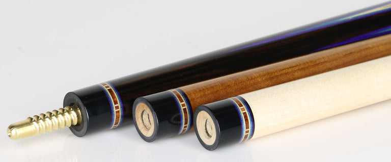 Jim Pierce Custom Cues - Mecasser Ebony with 6 Pao Ferro Points - 2 Shafts