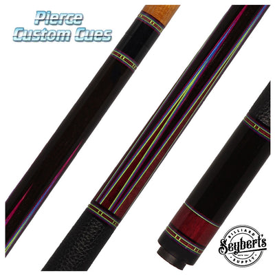 Jim Pierce Custom Cues - Ebony with 6 Purpleheart Points - 2 Shafts