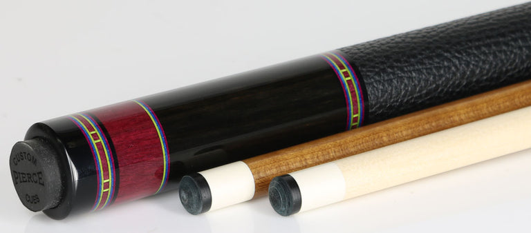 Jim Pierce Custom Cues - Ebony with 6 Purpleheart Points - 2 Shafts