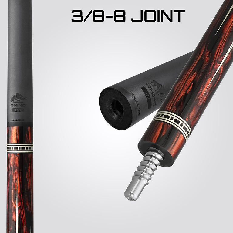 Rhino Retro Series Cocobolo Graphic Carbon Pool Cue with Embossed Lizard Wrap